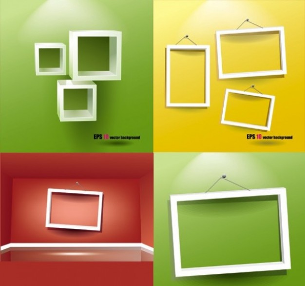 Visual Arts set Frames of white empty hanging frames about Shopping Supplies